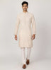 Floral Sequence and Mirror work Milky Silk Kurta Pajamas