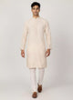 Floral Sequence and Mirror work Milky Silk Kurta Pajamas