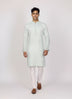 Floral Sequence and Mirror work Milky Silk Kurta Pajamas
