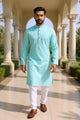 Firozi Coloured Flex Cotton Kurta Pyjama Set
