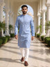 Self Geometric Weaving Cotton Kurta with Pyjama