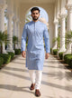 Self Geometric Weaving Cotton Kurta with Pyjama