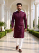 Self Geometric Weaving Cotton Kurta with Pyjama
