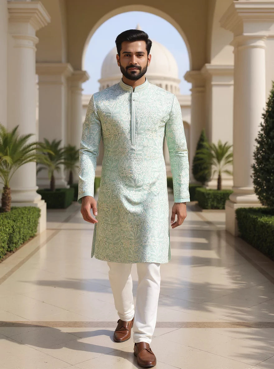 Floral Motifs Georgette Embroidered Kurta Pyjama Set