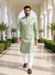Self Design Cotton Straight Men Kurta Pyjama