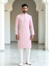 Peach Ethnic and Embroidered work Georgette Kurta Pyjama Set
