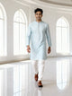 Peach Self Design Jacquard Party Wear Kurta Pyjama Set