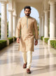Sea Green Brocade Design Raw Silk Kurta Pyjama Set