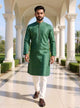 Floral Embroidered Raw Silk Party Wear Kurta Pajama