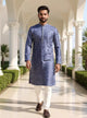 Floral Embroidered Raw Silk Party Wear Kurta Pajama