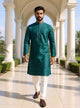 Floral Embroidered Raw Silk Party Wear Kurta Pajama