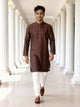 Self Patterned Jacquard Kurta Pyjama Set for Men
