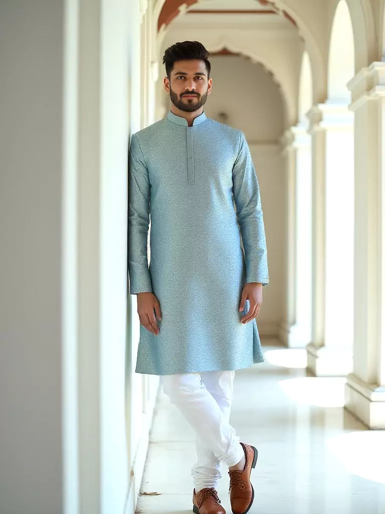 All Over Floral Self Design Jacquard Kurta Pyjama Set