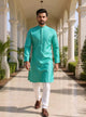 Self Floral Jacquard Kurta Pyjama Set