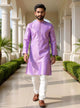 Self Floral Jacquard Kurta Pyjama Set