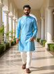Jacquard Trellis Patterned Kurta Pyjama Set