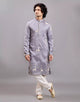 Milky Silk Animal Embroidered Kurta with Pajama