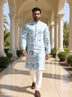 Silver Coloured Digital Print Giza Cotton Kurta Pyjama