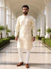 Floral Printed Cotton Kurta Pyjama in Lemon