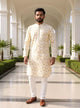 Floral Printed Cotton Kurta Pyjama in Lemon