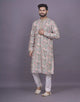 Graceful Floral Print Raw Silk Kurta Pyjama Set