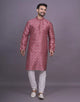 All Over Floral Printed Raw Silk Kurta Pyjama Set
