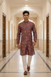 Wine Bel Buti Patterned Milky Silk Kurta Pyjamas