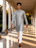 Men's Floral Jacquard Party Wear Kurta Pyjama Set