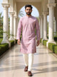 Embellished with Thread work Onion Cotton Silk Kurta Pajama