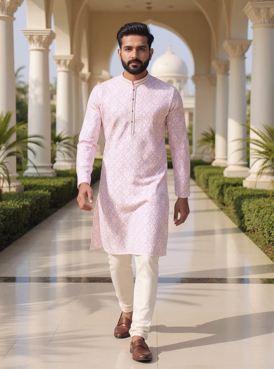 Royal Purple Chikankari work Georgette Kurta Set