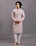 Thread with Embellished work Self Floral Design Cotton Kurta Pajama
