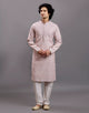Thread with Embellished work Self Floral Design Cotton Kurta Pajama
