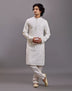 Thread with Embellished work Self Floral Design Cotton Kurta Pajama