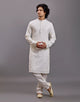 Thread with Embellished work Self Floral Design Cotton Kurta Pajama