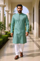 Pista Flex Cotton Plain Kurta with Pajama Set