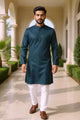 Bottle Green Floral Classic Cotton Kurta Pyjama Set
