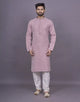 Onion Self Zig Zag Patterned Jacquard Kurta Set