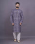 Graceful Floral Printed Jacquard Kurta Pyjama Set