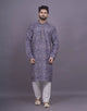 Graceful Floral Printed Jacquard Kurta Pyjama Set