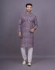 Graceful Floral Printed Jacquard Kurta Pyjama Set