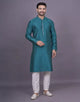 Self Brocade Design Jacquard Rama Colour Kurta Pyjama Set