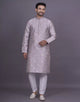 Floral Design Thread work Jacquard Stylish Kurta Pyjama Set