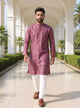 Self Patterned Weaving Cotton Silk Kurta Pajama