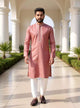 Light Onion Floral Milky Silk Stones work Kurta Pajama