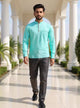 Firozi Colour Linen Plain Short Kurta