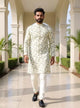 All Over Botanical Print Off White Cotton Kurta