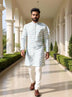 All Over Botanical Print Off White Cotton Kurta