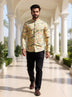 Mustard Botanical with Novelty Patterned Glaxo Cotton Short Kurta