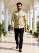 Mustard Botanical with Novelty Patterned Glaxo Cotton Short Kurta