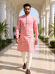 Light Peach Paisely Butta's Cotton Kurta